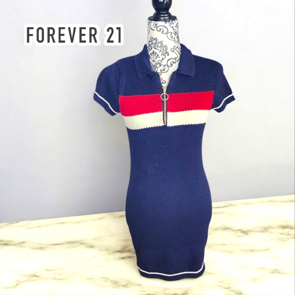 FOREVER 21 Navy and Red Polo Dress - Small